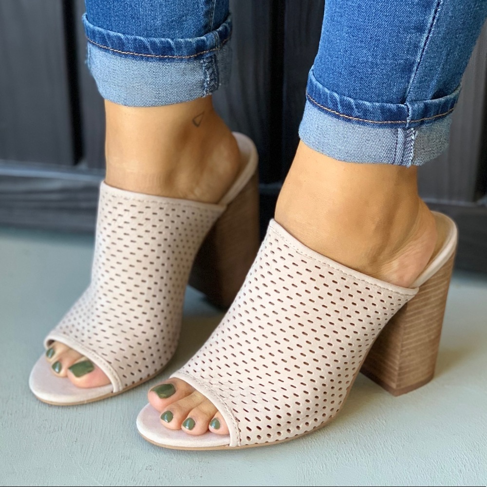 Kobe Perforated Nubuck Leather Open Toe Mule - Picture 3 of 6